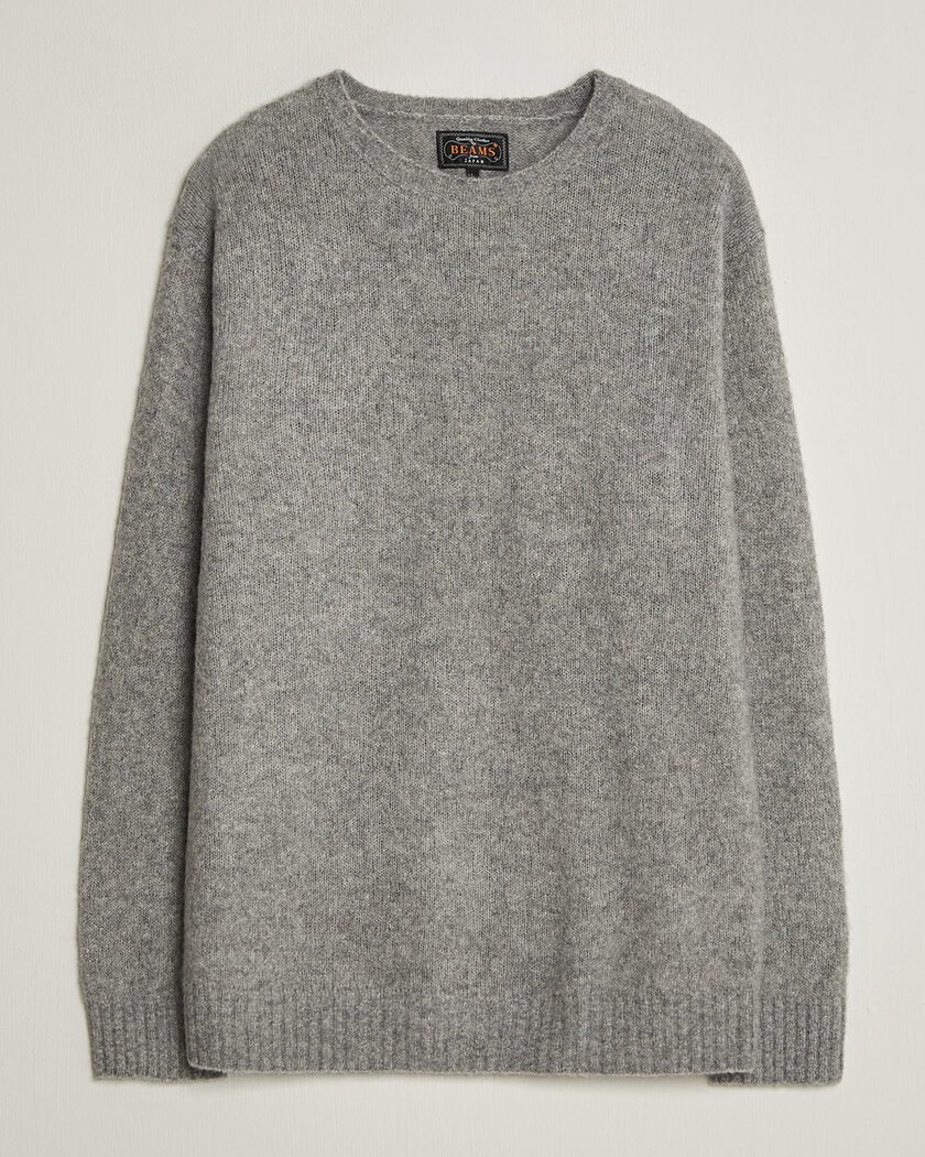 BEAMS PLUS Cashmere/Silk Crew Neck Grey Melange – Harmaa