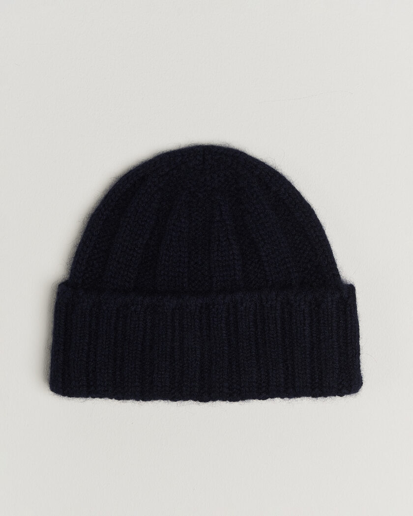 BEAMS PLUS Cashmere Rib Beanie Navy – Sininen