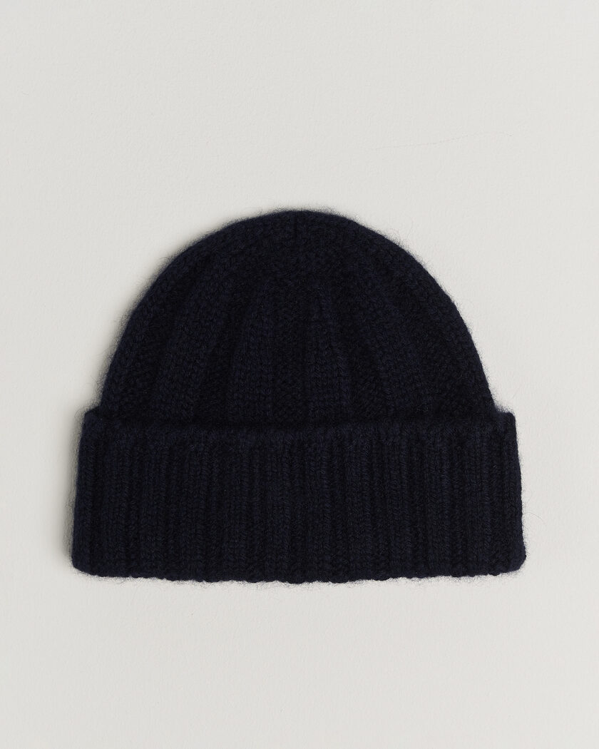 BEAMS PLUS Cashmere Rib Beanie Navy – Sininen