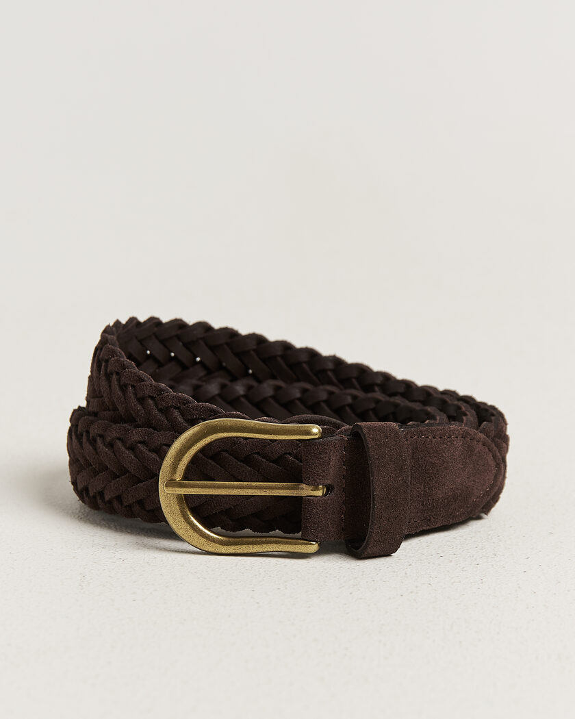 BEAMS PLUS Suede Braided Belt Dark Brown – Ruskea