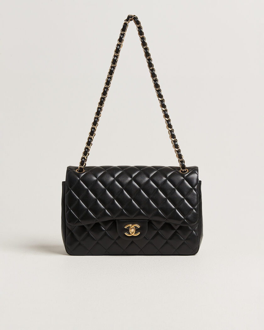 Chanel Pre-Owned Classic Jumbo Double Flap Bag Lambskin Black – Musta