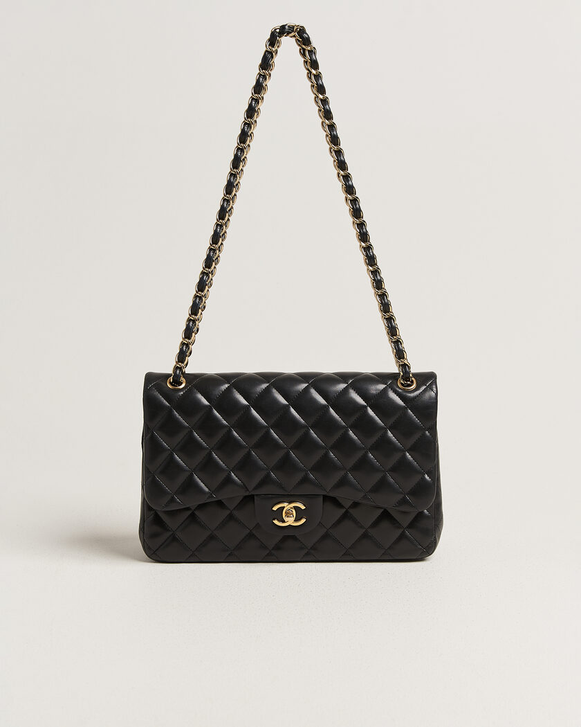 Chanel Pre-Owned Classic Jumbo Double Flap Bag Lambskin Black – Musta