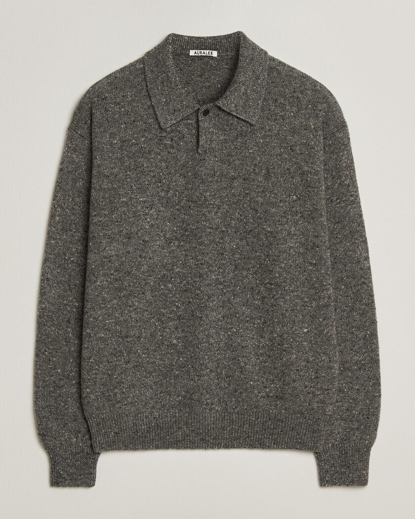 Auralee Cashmere Nep Knit Polo Mix Gray – Harmaa
