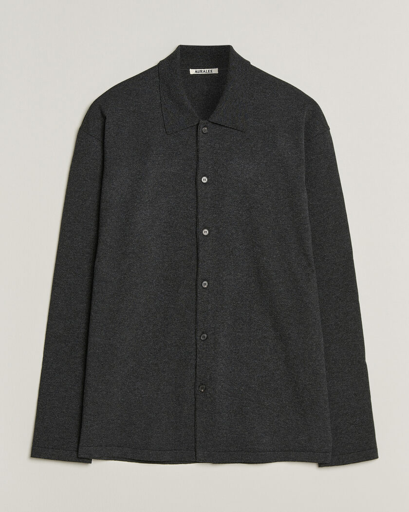 Auralee High Twist Wool Knit Shirt Cardigan Charcoal – Harmaa