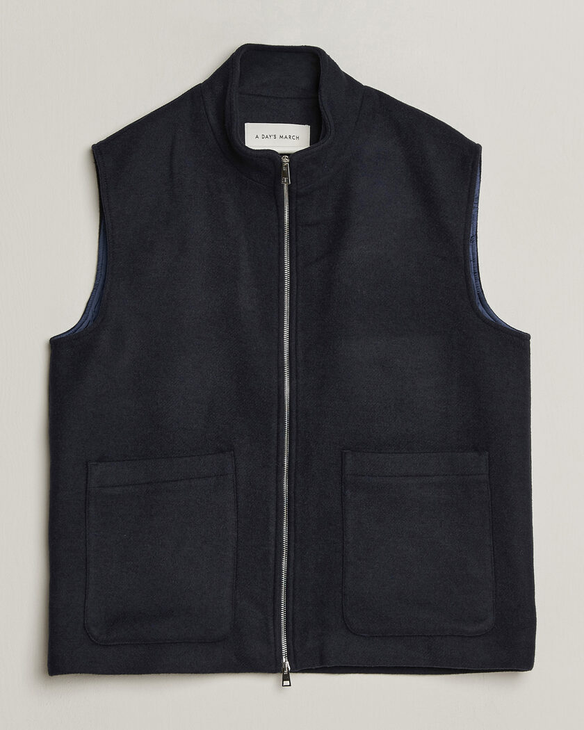 A Day's March Canora Lined Wool Vest Navy – Sininen