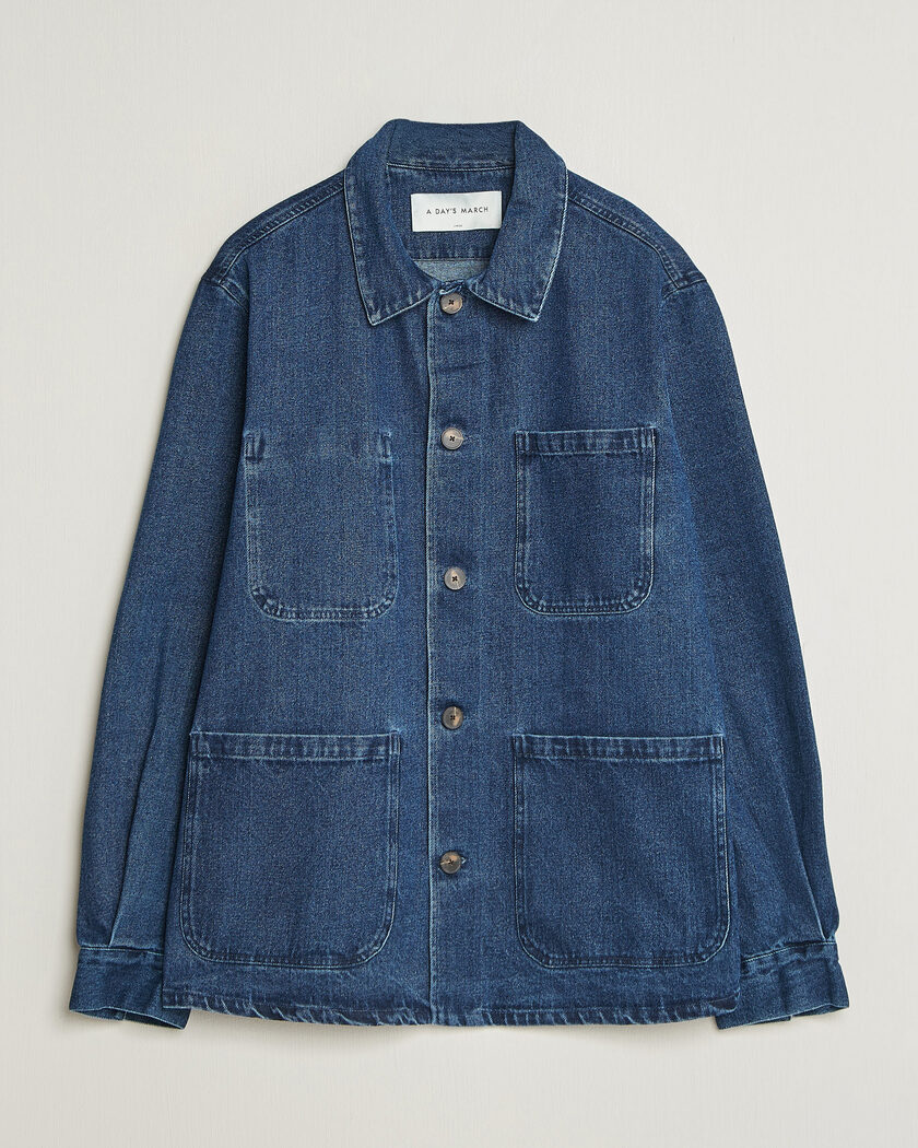 A Day's March Algot Denim Overshirt Dark Blue Wash – Sininen