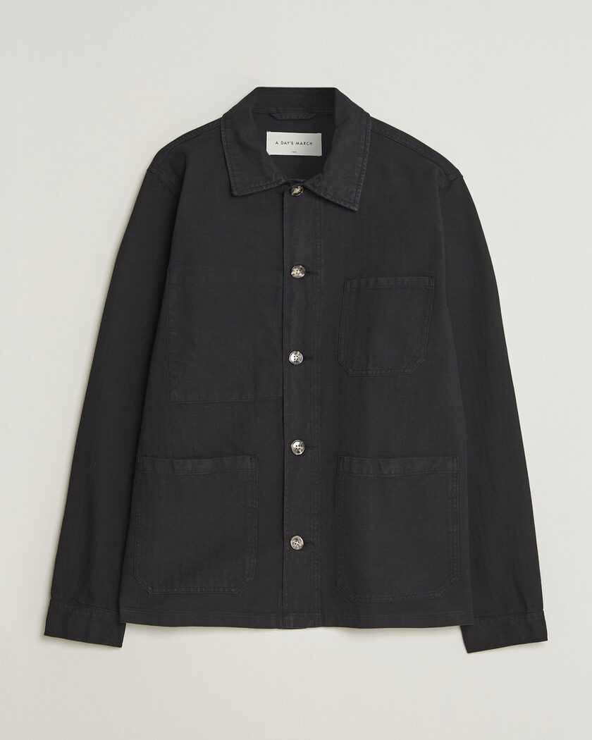 A Day's March Original Herringbone Overshirt Black – Musta