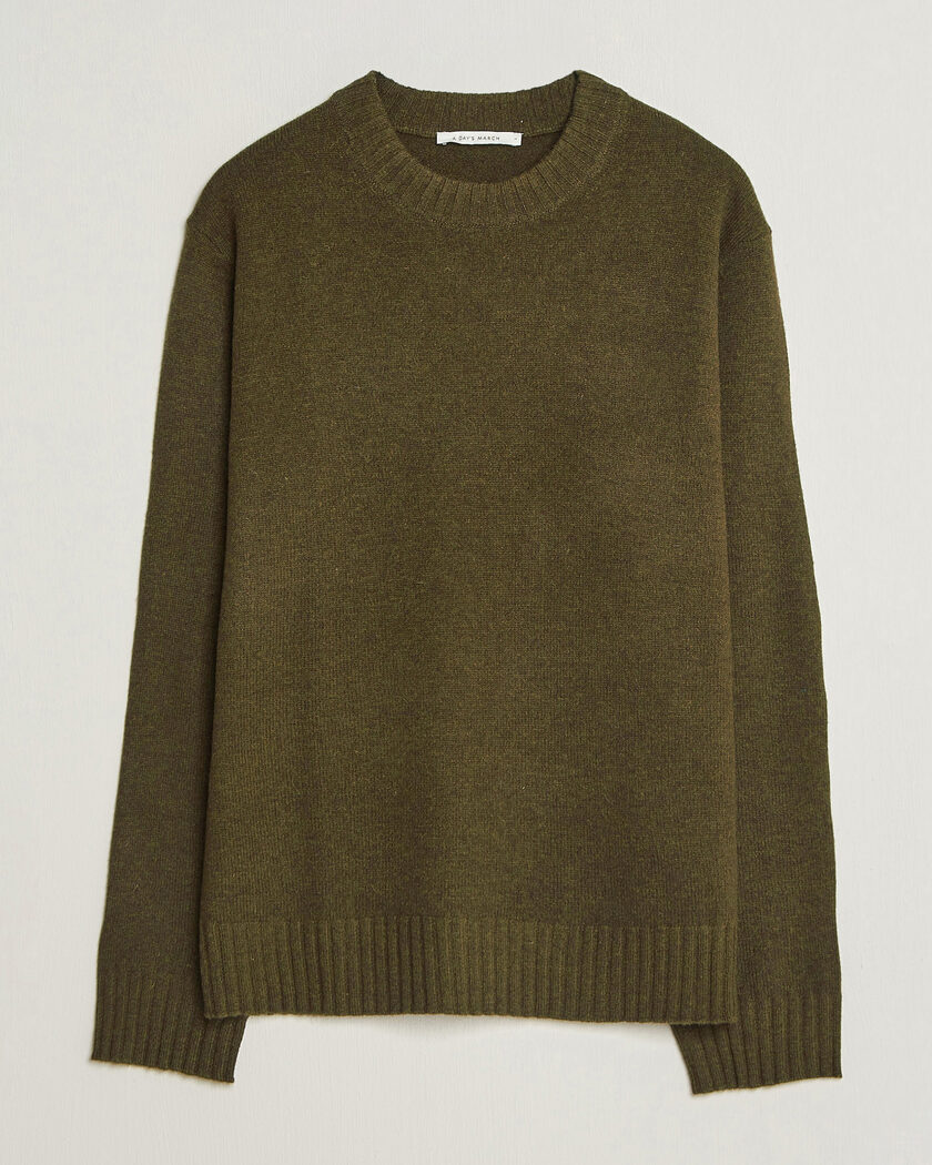 A Day's March Marlow Lambswool Sweater Forest Green – Vihreä