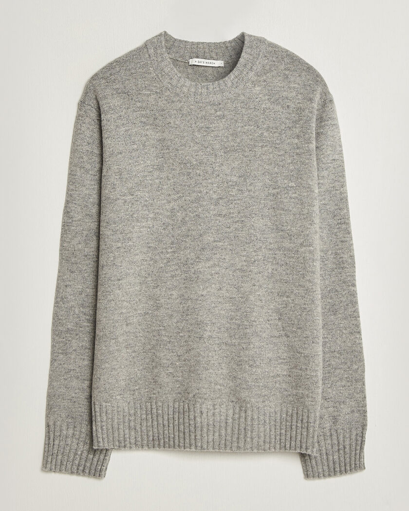 A Day's March Marlow Lambswool Sweater Grey Melange – Harmaa