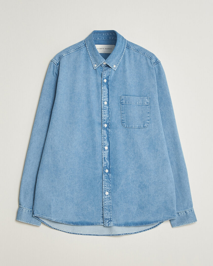 A Day's March Original Button Down Denim Shirt Light Blue – Sininen