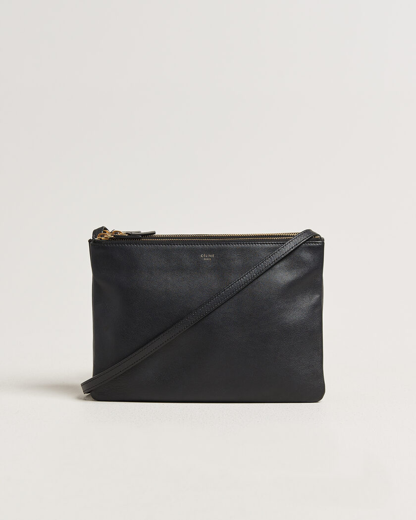 Celine Pre-Owned Trio Bag Medium Leather Black – Musta