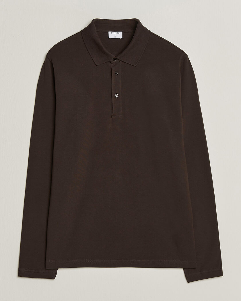 Filippa K Luke Lycra Polo Shirt Dark Chocolate – Ruskea