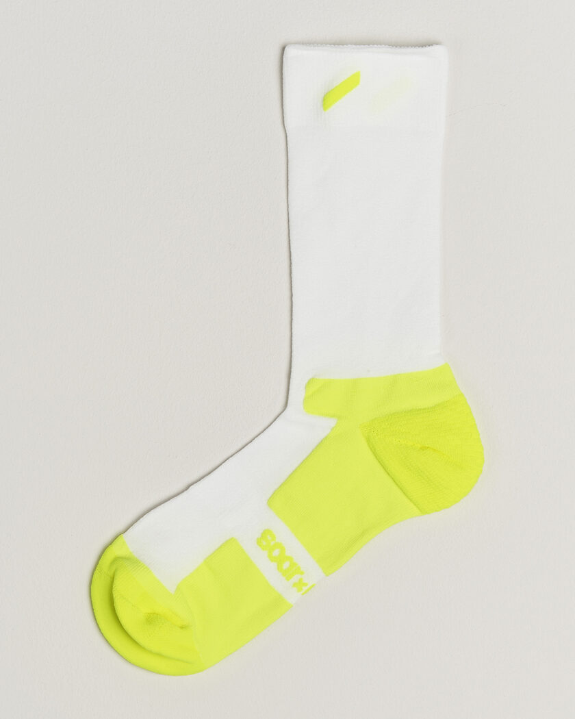SOAR Running Crew Race Socks White/Fluro Yellow – Valkoinen