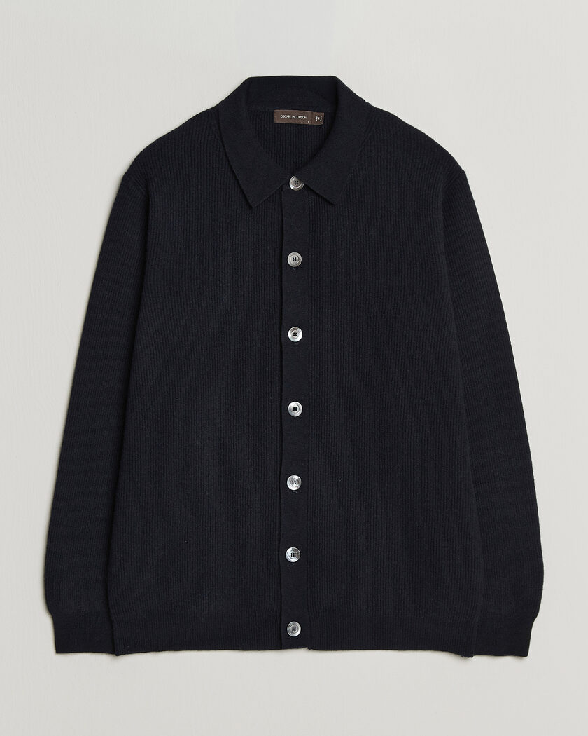 Oscar Jacobson Federico Wool/Cashmere Cardigan Navy – Sininen