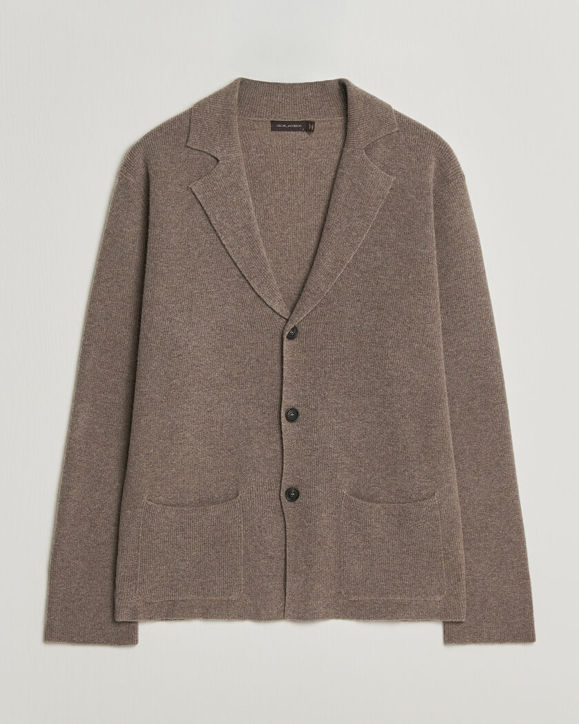 Oscar Jacobson Antonio Knitted Blazer Taupe – Ruskea