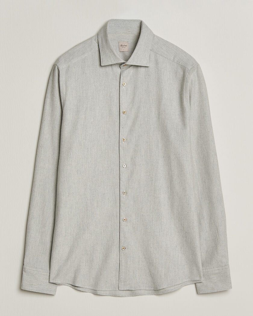 Stenströms Slimline Flannel Shirt Light Grey – Harmaa