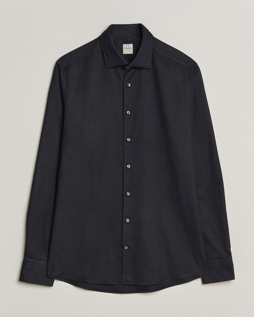 Stenströms Slimline Flannel Shirt Black – Musta