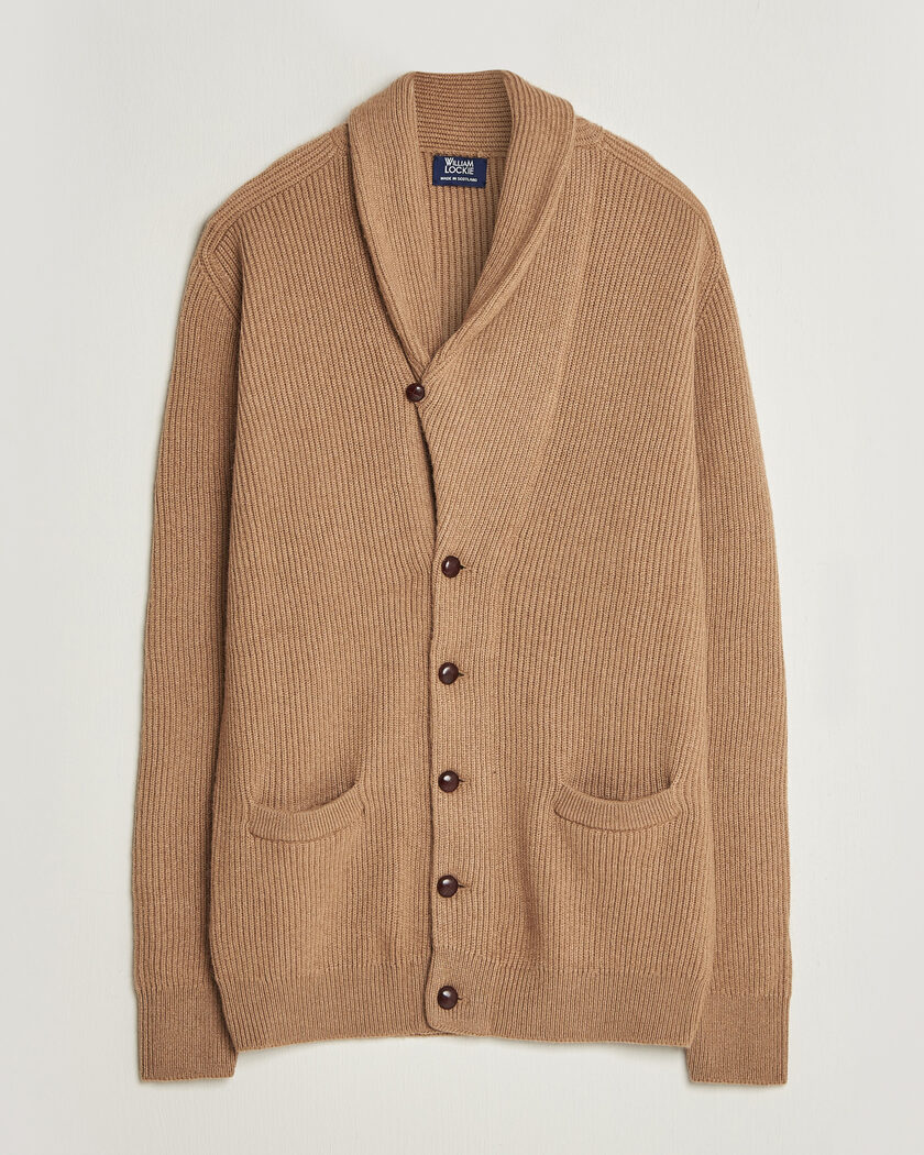 William Lockie Windsor Camelhair Shawl Cardigan Natural Brown – Ruskea