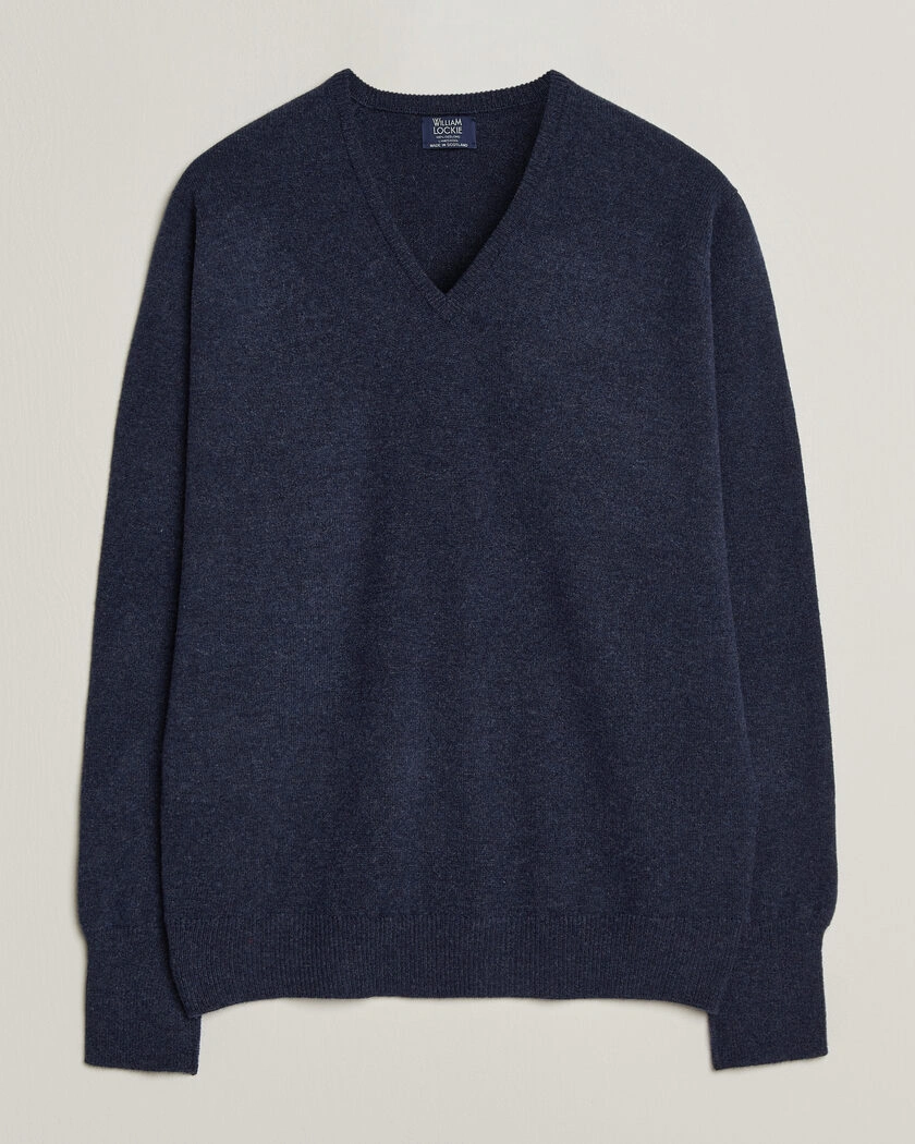 William Lockie Rob Lambswool V-Neck Astra – Sininen