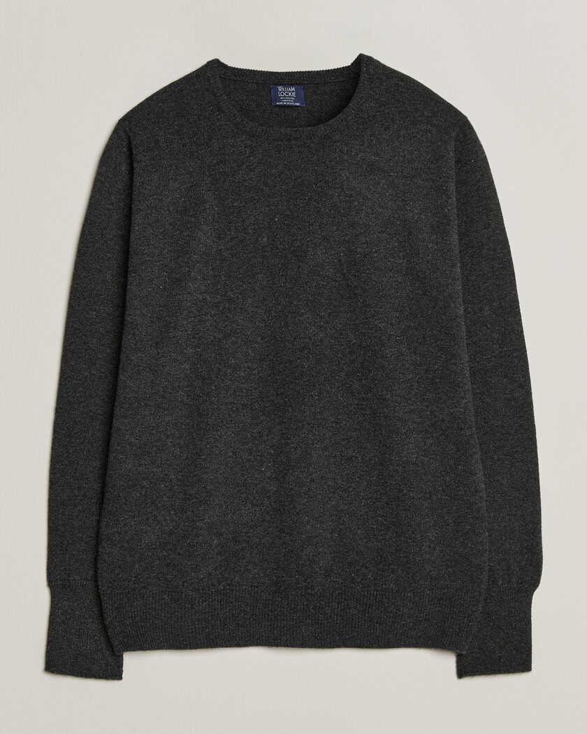 William Lockie Rob Lambswool Crewneck Charcoal – Harmaa