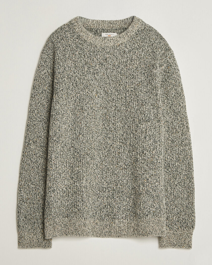 Nudie Jeans August Wool Rib Knitted Sweater Green Melange – Vihreä