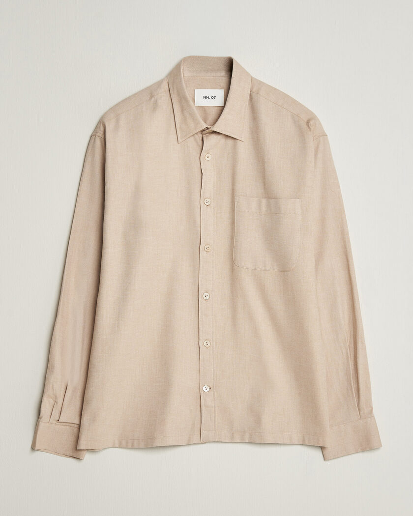 NN07 Deon Brushed Light Flannel Shirt Desert Khaki – Beige