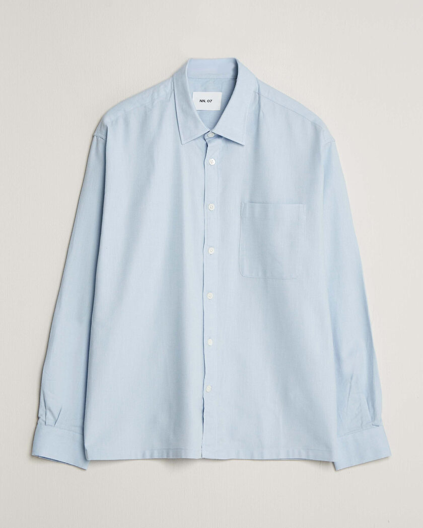 NN07 Deon Brushed Light Flannel Shirt Sky Mist – Sininen