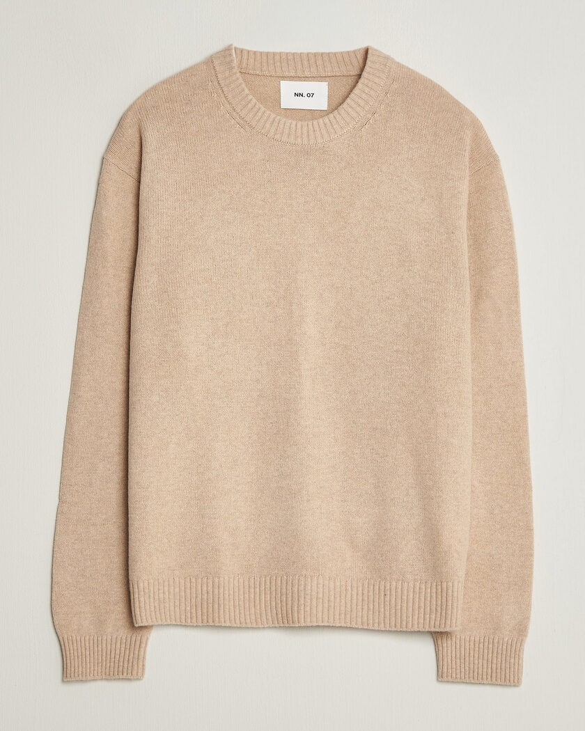 NN07 Russel Wool/Cotton Knitted Sweater Ecru – Valkoinen