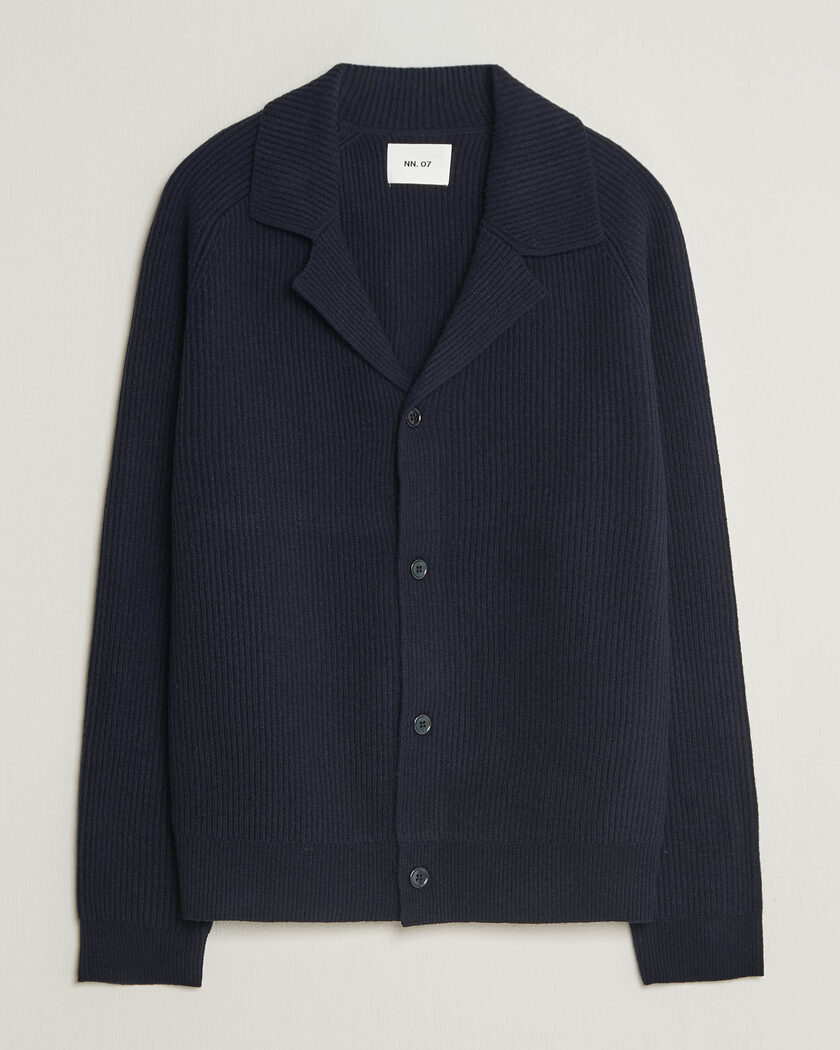 NN07 Shane Wool Knitted Cardigan Navy Blue – Sininen