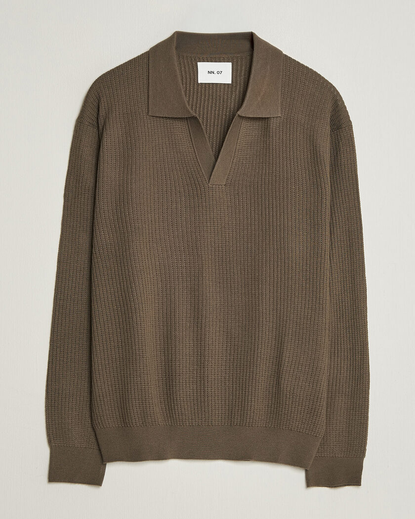 NN07 Nate Wool Knitted Polo Mable Husk – Ruskea