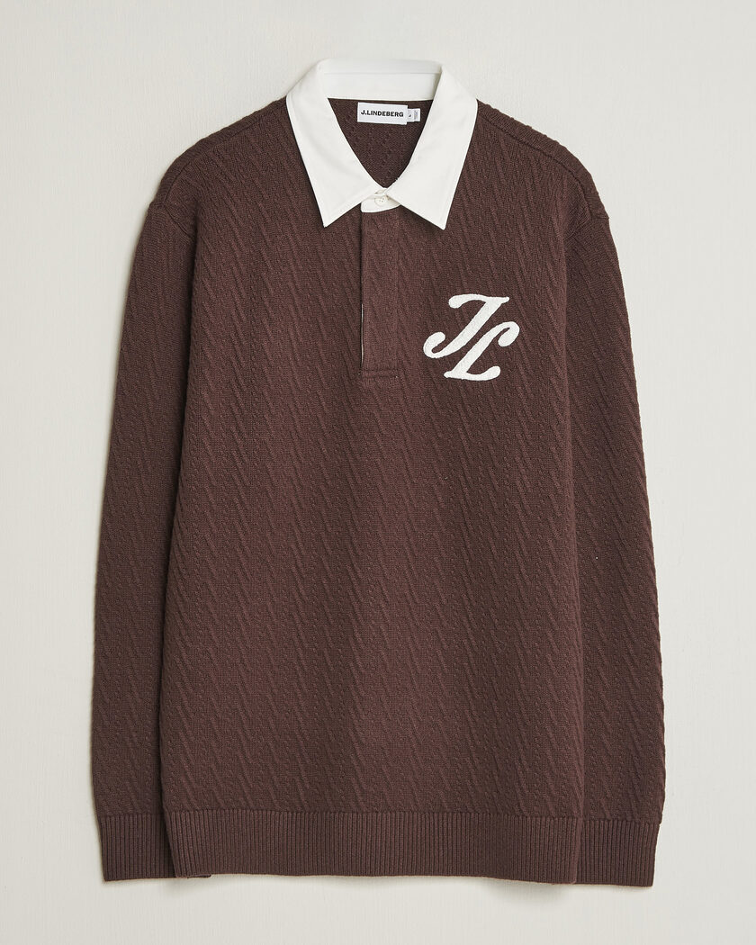  J.Lindeberg Johnny Knitted Rugby Seal Brown – Ruskea