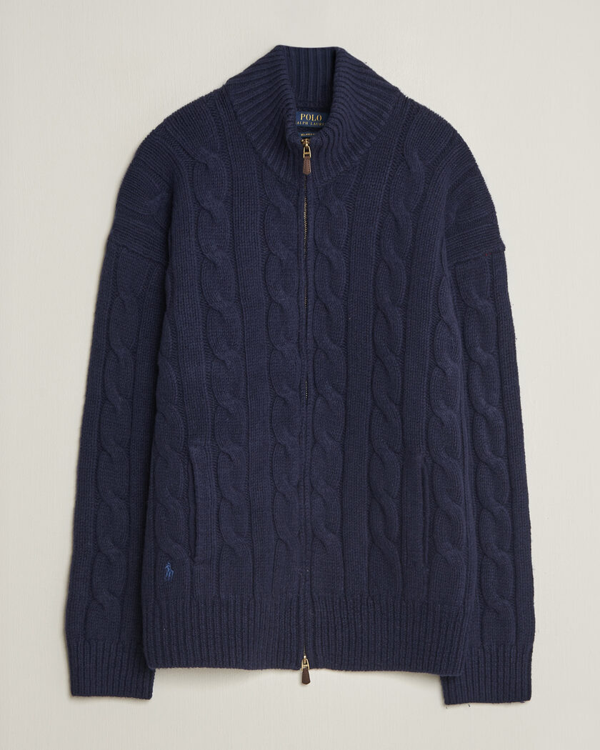 Polo Ralph Lauren Wool/Alpaca Cable Full-Zip Hunter Navy – Sininen