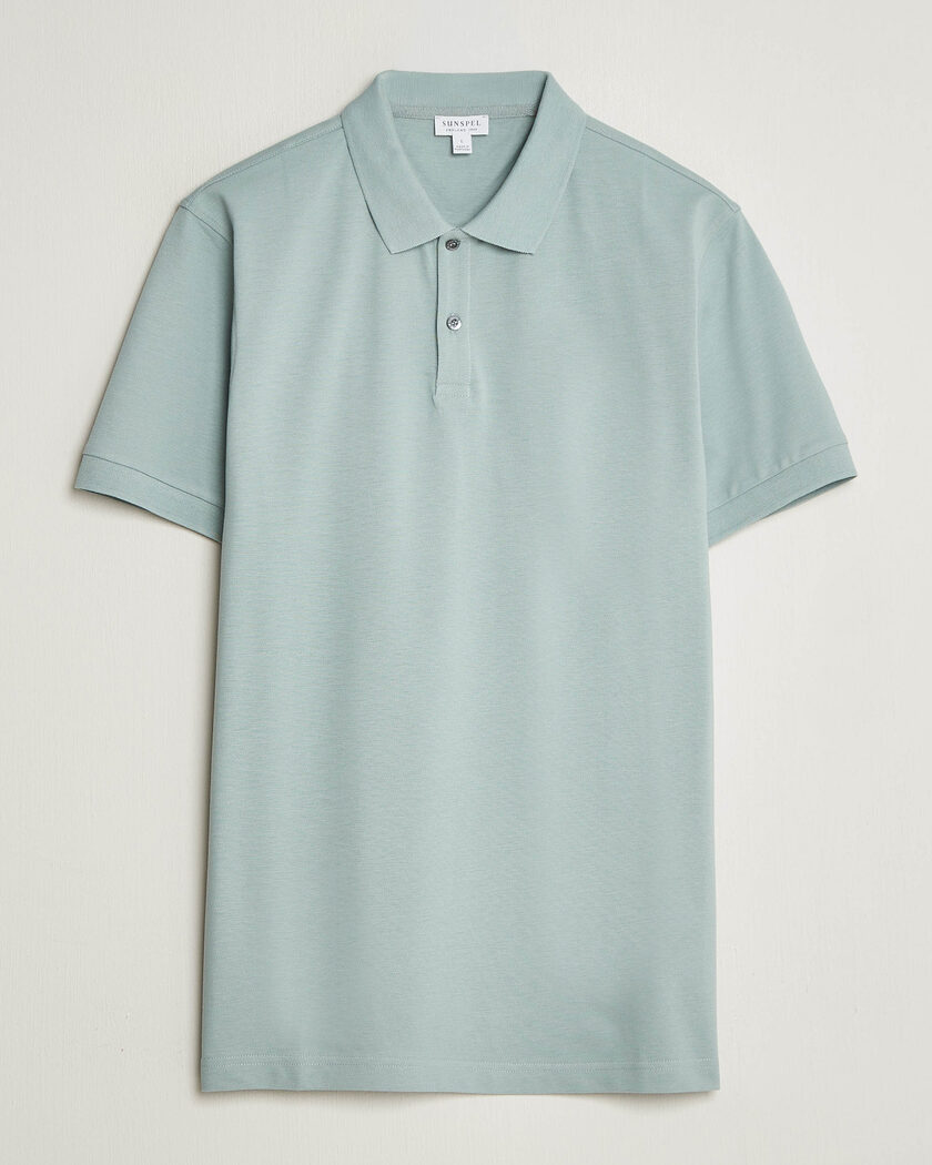 Sunspel Short Sleeve Pique Polo Light Green – Vihreä