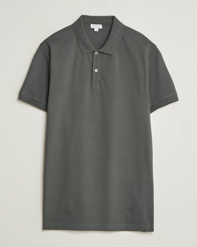 Sunspel Short Sleeve Pique Polo Slate Green – Vihreä