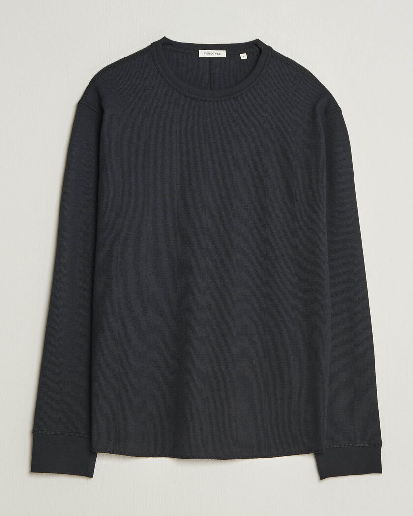 Sunflower Wool Waffle Long Sleeve T-Shirt Black – Musta