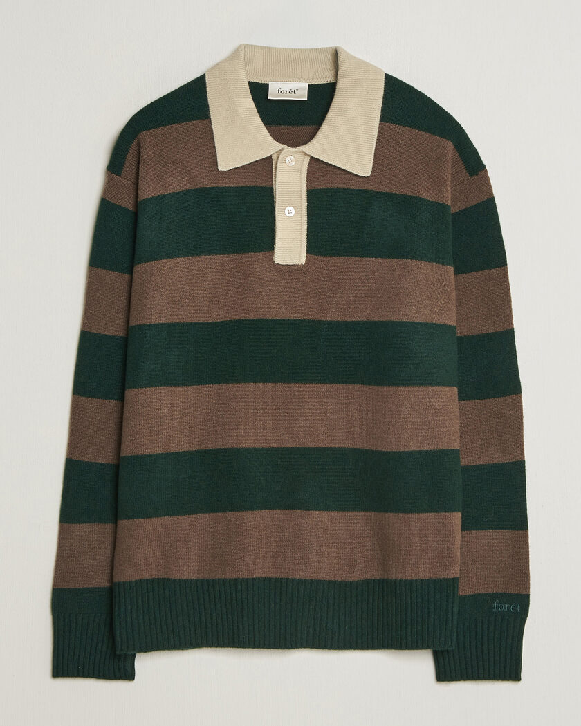 Forét Frost Stripe Knit Polo Deep Green – Vihreä