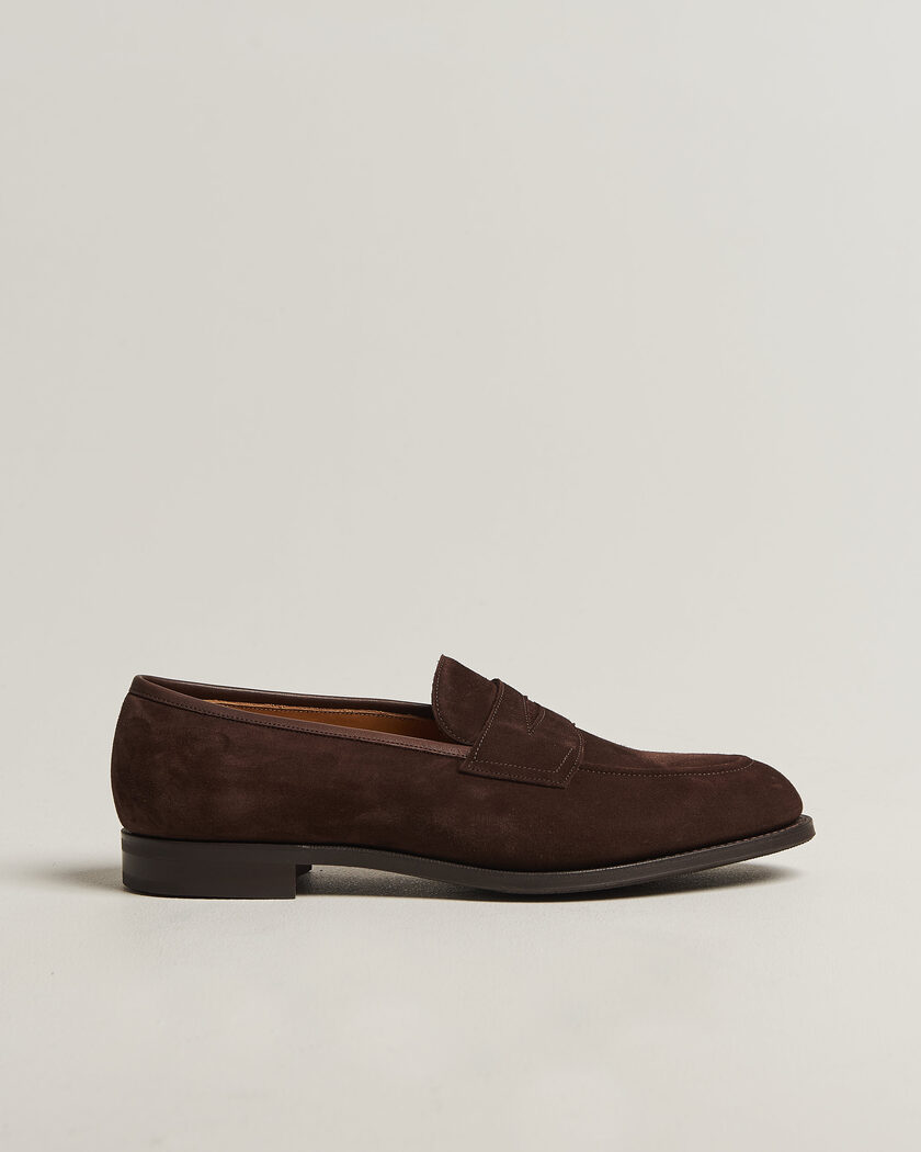 Edward Green Piccadilly Penny Loafer Mink Suede – Ruskea