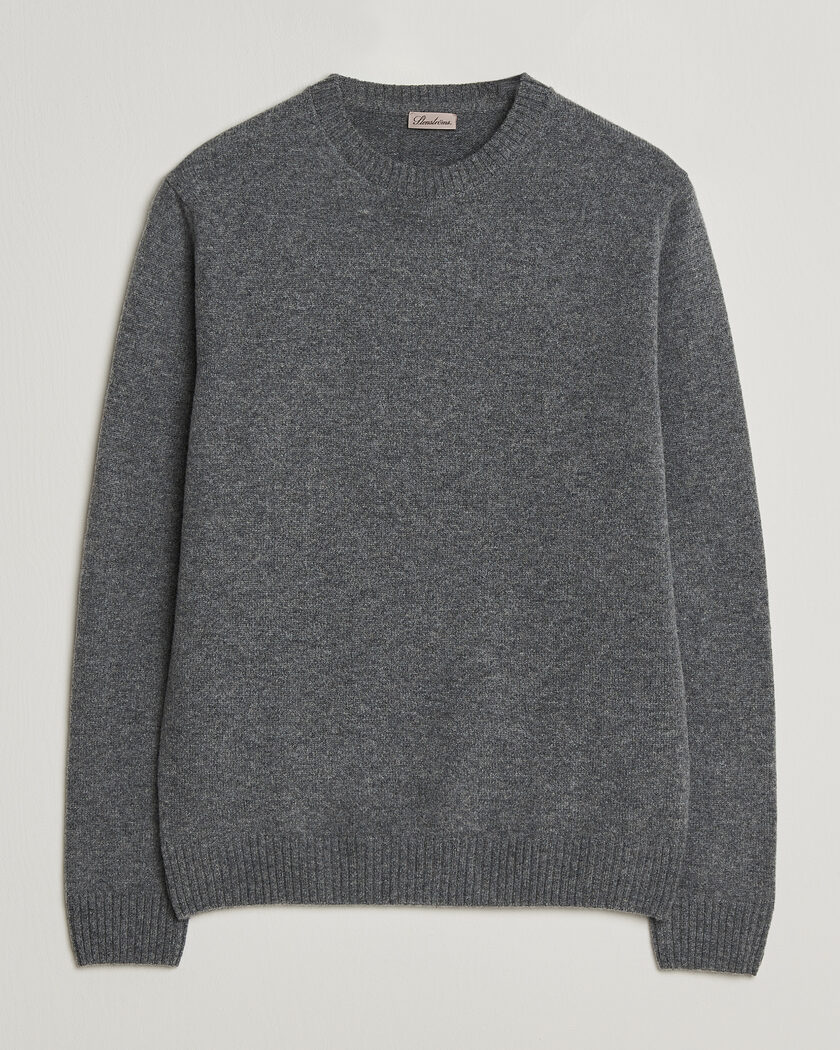 Stenströms Knitted Lambswool Crew Neck Mid Grey Melange – Harmaa