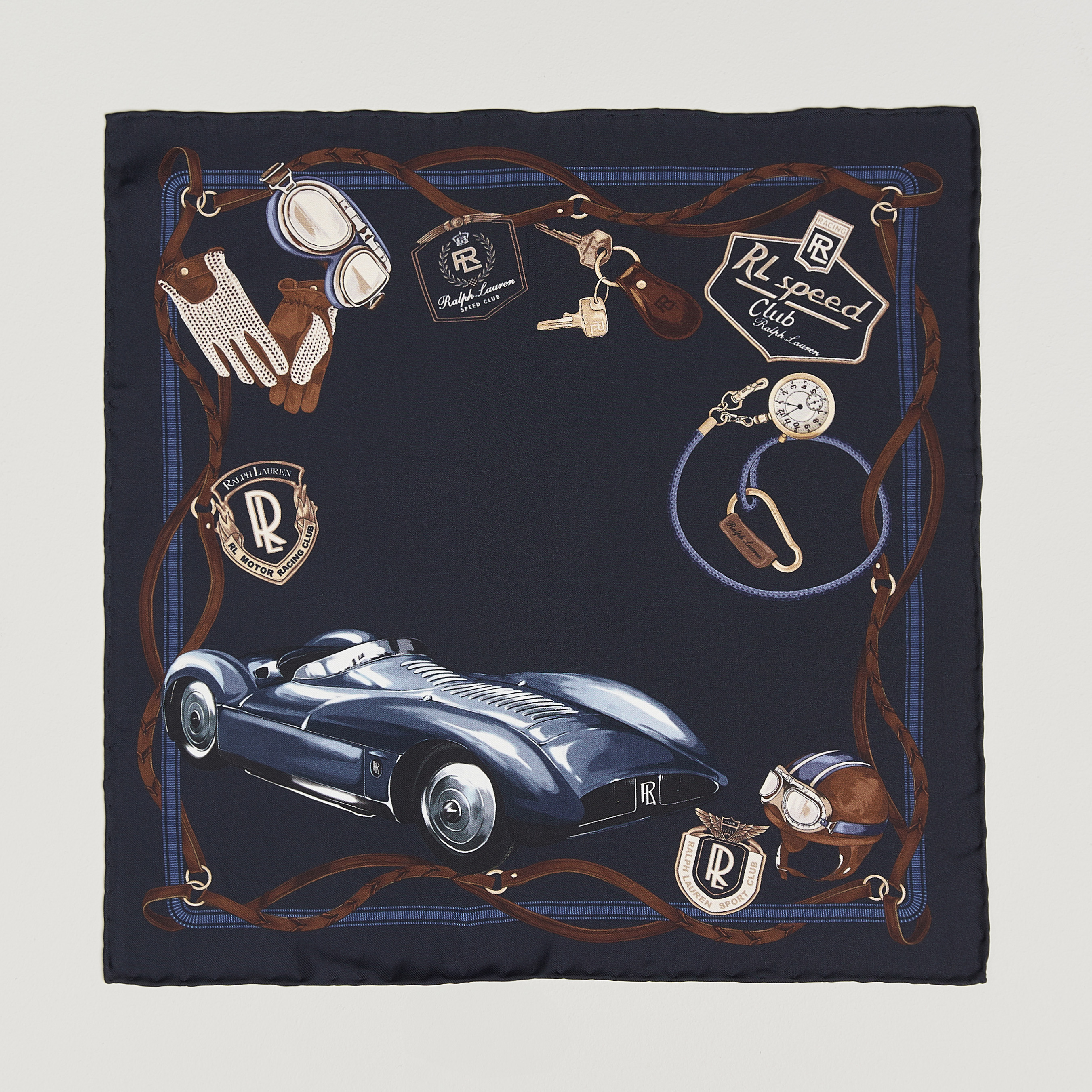 Ralph Lauren Purple Label Speed Club Silk Pocket Square Navy – Sininen