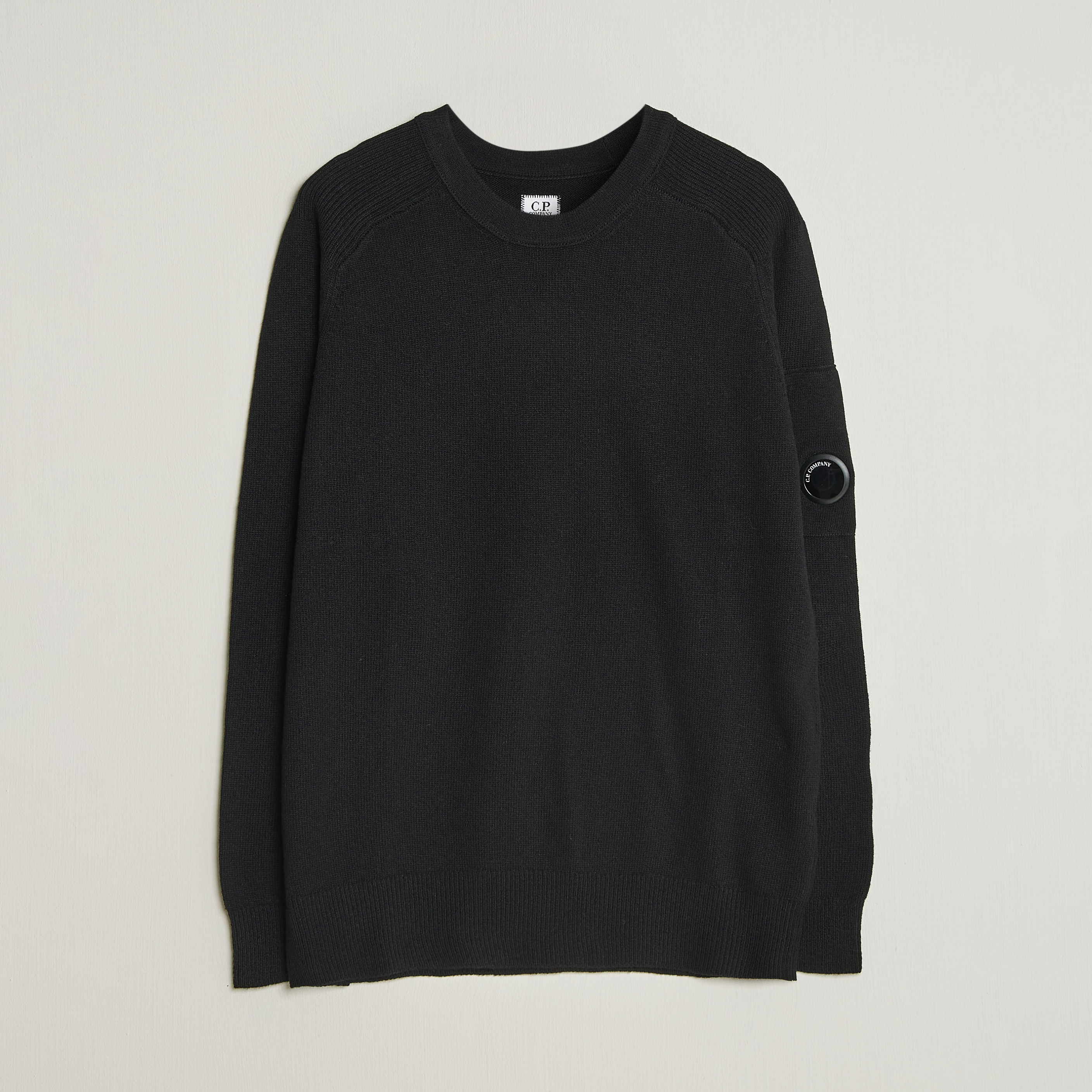 C.P. Company Knitted Lambswool Crew Neck Black – Musta