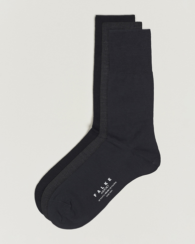 Miehet | Varrelliset sukat | Falke | 3-Pack Airport Socks Dark Navy/Black/Anthracite