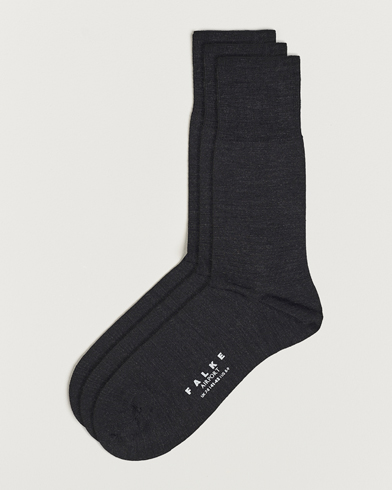 Mies | Varrelliset sukat | Falke | 3-pack Airport Socks Anthracite Melange
