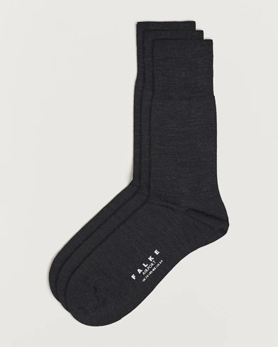 Mies | Wardrobe Basics | Falke | 3-pack Airport Socks Anthracite Melange