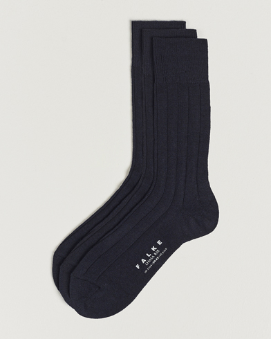 Mies | Alusvaatteet | Falke | 3-Pack Lhasa Cashmere Socks Dark Navy