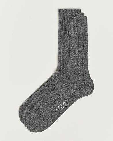 Mies | Wardrobe Basics | Falke | 3-Pack Lhasa Cashmere Socks Light Grey
