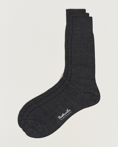 Mies | Varrelliset sukat | Pantherella | 3-Pack Naish Merino/Nylon Sock Charcoal