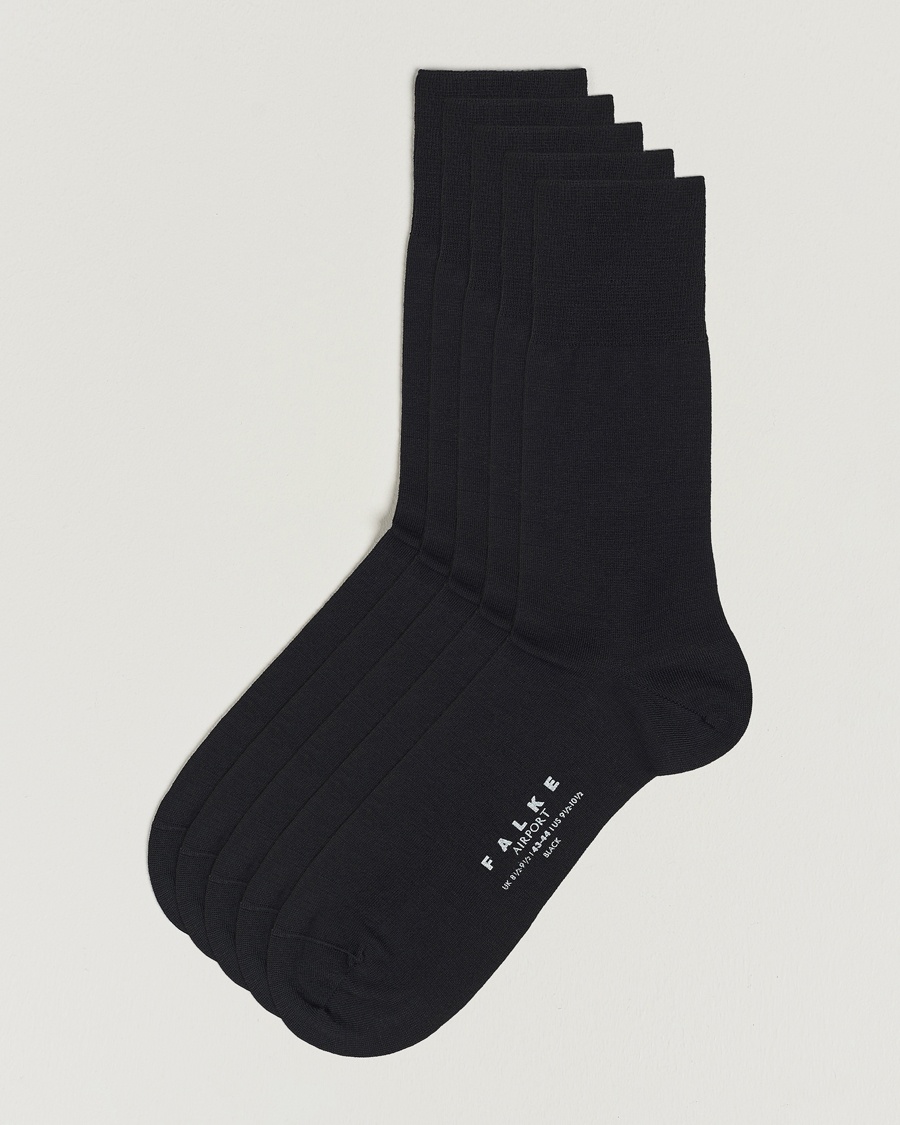 5-Pack Airport Socks Black – Musta