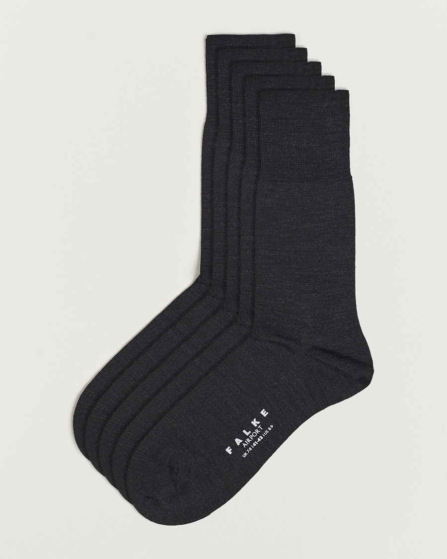 Falke 5-Pack Airport Socks Anthracite Melange – Harmaa