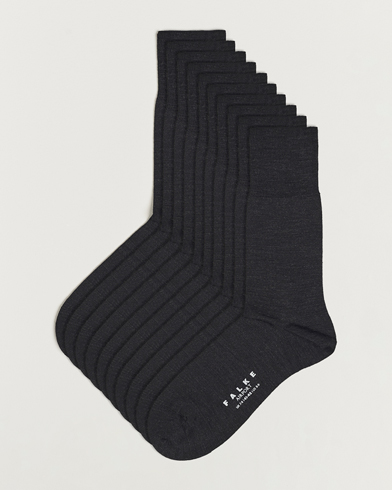 Mies | Varrelliset sukat | Falke | 10-Pack Airport Socks Anthracite Melange