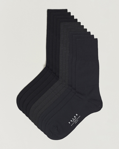 Mies | Basics | Falke | 10-Pack Airport Socks Black/Dark Navy/Anthracite Melange